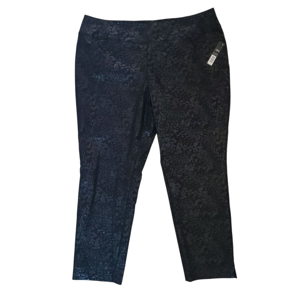 NIC+ZOE Pants Womens 18W Black Textured Stretch Pull On Career